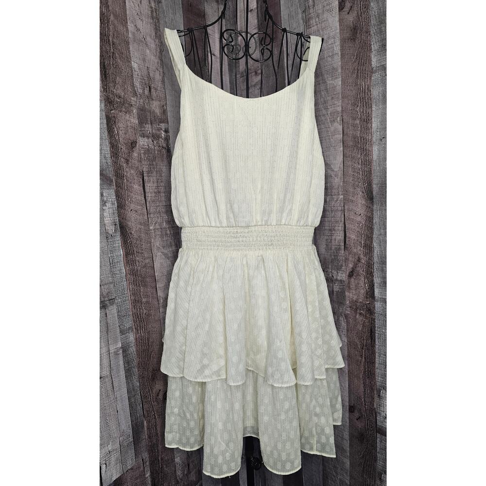 EXPRESS Ivory Metalic Gold Lined DRESS Women's Size Large NEW